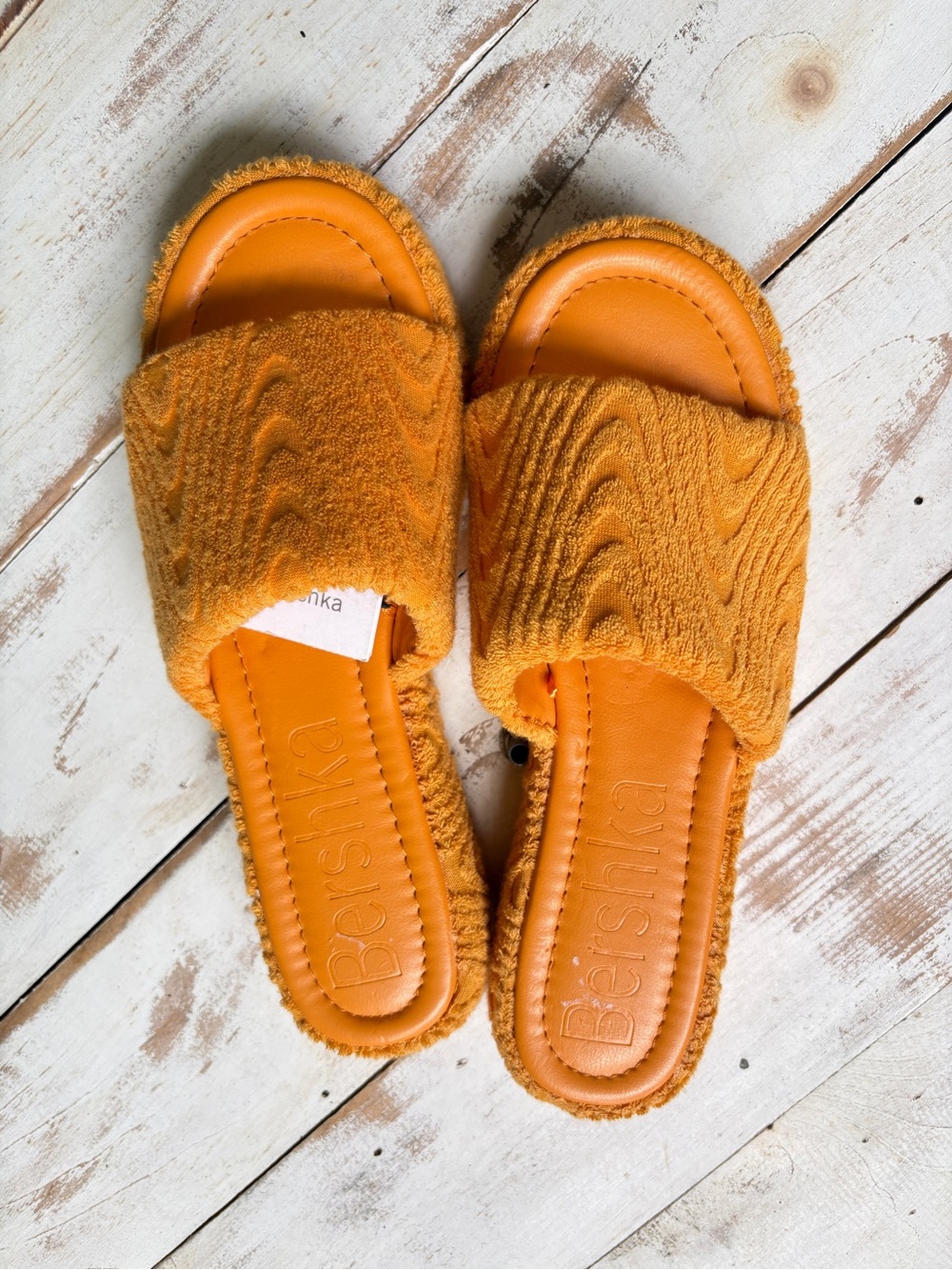 BERKSHA terrycloth pool slides mule sandals orange summer Resortwear sz 7.5 NWT - Picture 3 of 10